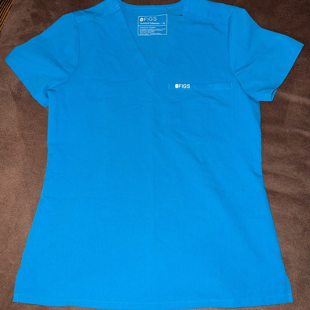 Figs Vibrant Blue V-Neck Scrub Top